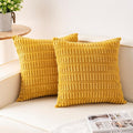 Pack of 2 Corduroy Decorative Throw Pillow Covers 22x22 Inch Soft Striped Pillow Covers Modern Farmhouse Home Decor for Sofa Living Room Couch Bed（Yellow）