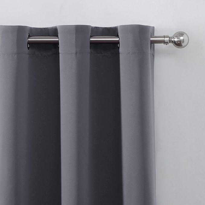 LEMOMO Grey Blackout Curtains/52 x 45 Inch/Set of 2 Panels Room Darkening Short Curtains