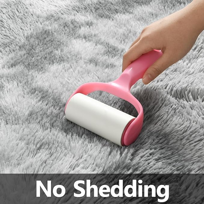 Large Shag Area Rugs 10 x 14, Tie-Dyed Plush Fuzzy Rugs for Living Room, Ultra Soft Fluffy Furry Rug for Bedroom, Anti-Skid Indoor Carpet Nursery Rugs for Kids Room Home Decor, Light Grey