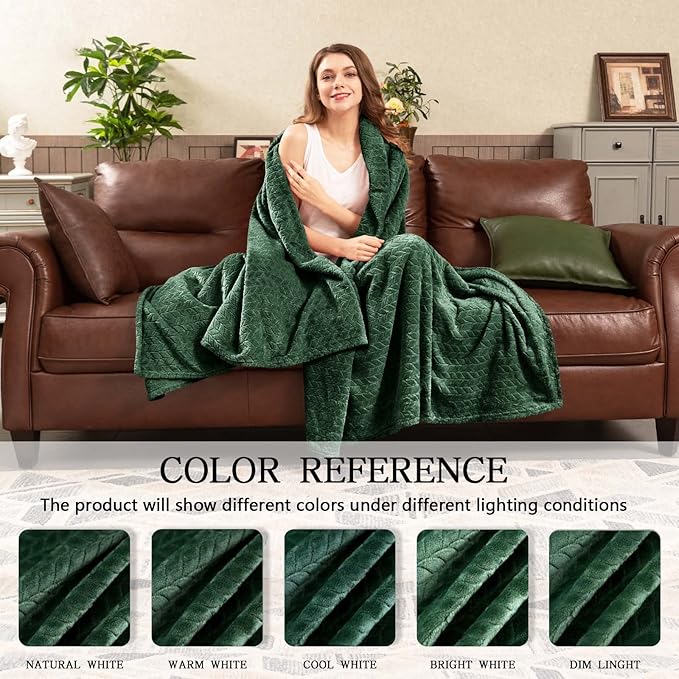 inhand Fleece Twin Blanket for Bed Green Throw Blanket for Couch Super Soft Cozy Warm Blankets and Throws Lightweight Fuzzy Large Blanket for Sofa Bed Office,60x90 inches