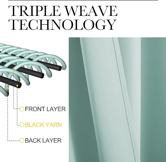 NICETOWN Aqua Blue Blackout Curtains 108" Long for Office, Dining Room, Guest Room, 55" Wide by 108" Long, 2 Pieces, Sound Reducing Heat and Cold Block Curtain Panels for Modern Room Decorative