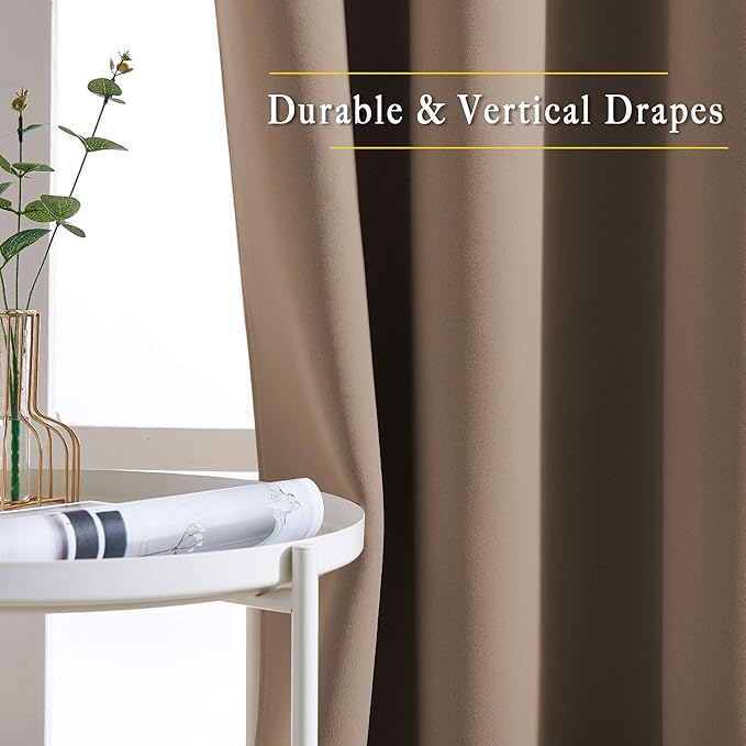 NICETOWN Blackout Draperies Curtains Panels - Window Treatment Thermal Insulated Solid Grommet Blackout Curtains/Panels/Drapes for Bedroom (Set of 2 Panels, 52 by 84 Inch, Cappuccino)