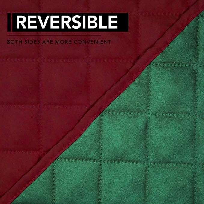 Easy-Going Oversized Recliner Chair Slipcover Reversible Sofa Cover Water Resistant Couch Cover Furniture Protector with Elastic Straps for Pets Dog Cat (Oversized Recliner, Green/Christmas Red)