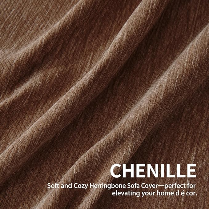 Couch Cover for Dogs, Boho Sofa Covers for 4 Cushion Couch, Chenille Sofa Slipcover for Pets Washable, L-Shape Sectional Couch Cover Soft Throw Blankets with Tassels(91x150,Coffee)