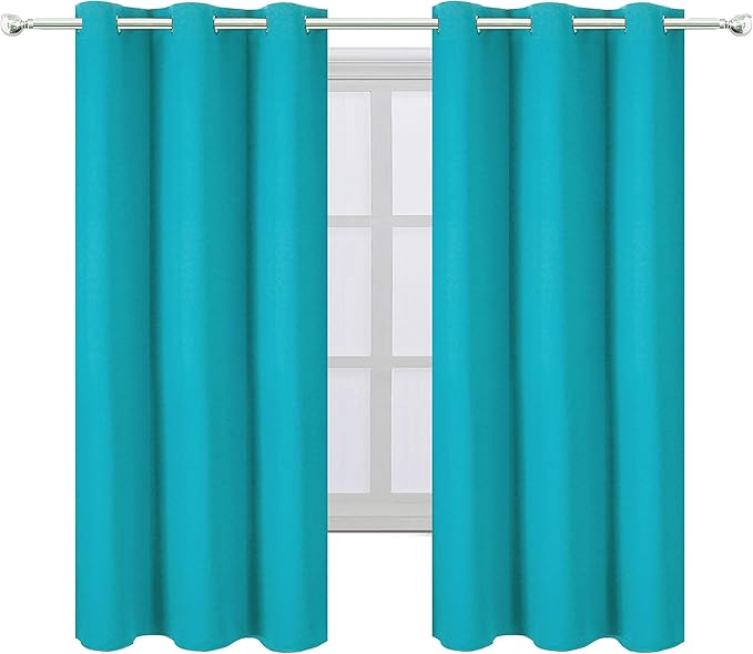 LEMOMO Turquoise/Teal Blackout Curtains/38 x 54 Inch/Set of Two Panels Grommet Living Room Curtains
