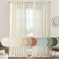 LAMIT Cream Ivory Linen Curtains 95 Inches Long 2 Panels Set for Bedroom, Back Tab and Rod Pocket Linen Textured Natural Curtains Light Filtering Boho Drapes for Living Room/Dining Room, 52 x 95 Inch