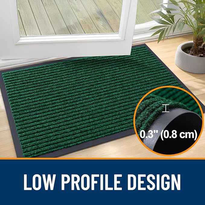 OLANLY Front Door Mat Indoor Outdoor Entrance, 2-Pack 71 x 47 Inch, Waterproof Heavy Duty Doormat, Fade Resistant, Low Profile, Easy Clean Patio Porch Welcome Floor Mats for Entry, Green