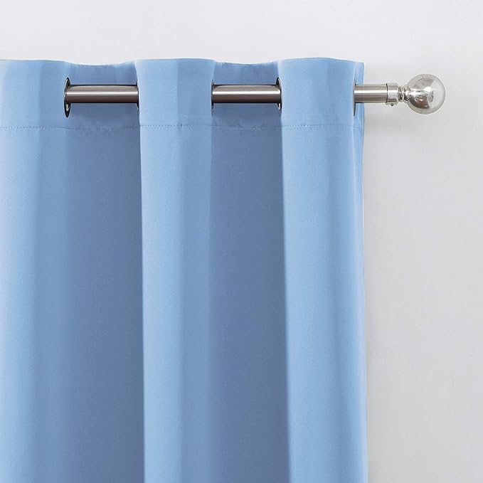 LEMOMO Blackout Curtains 66 x 95 inch/Sky Blue Curtains Set of 2 Panels/Thermal Insulated Room Darkening Bedroom Curtains