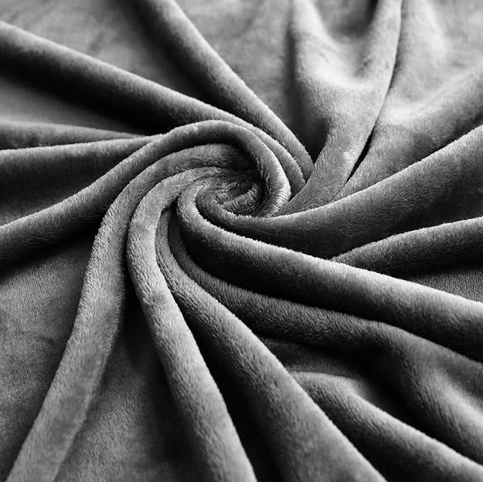 TASTHROW Large Flannel Fleece Throw Blanket, 60×80 Inch - Cozy Lightweight Thick Blanket - All Seasons Suitable for Women, Men and Kids (Grey)