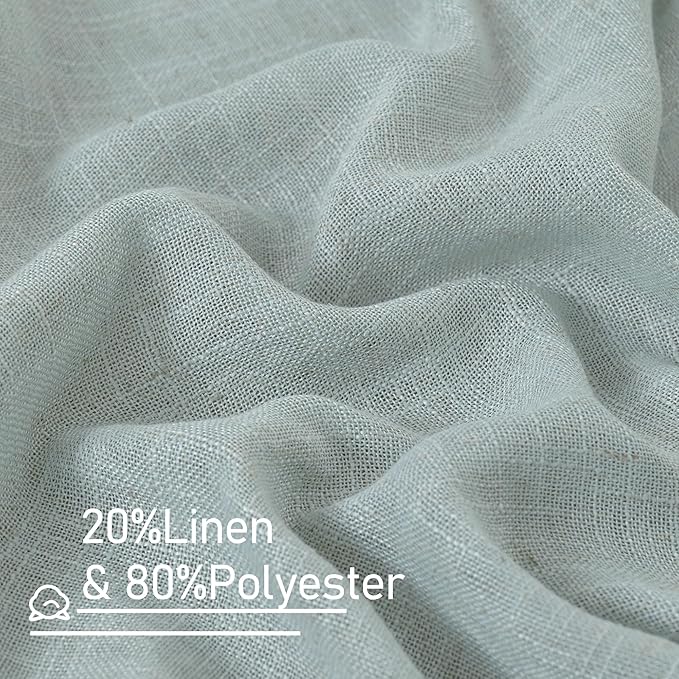 LAMIT Linen Blended Curtains for Bedroom, Faux Linen Textured Light Filtering Drapes Back Tab and Rod Pocket Boho Burlap Panels for Farmhouse/Living Room, 2 Panels, 52 x 84 Inch, Greyish Blue