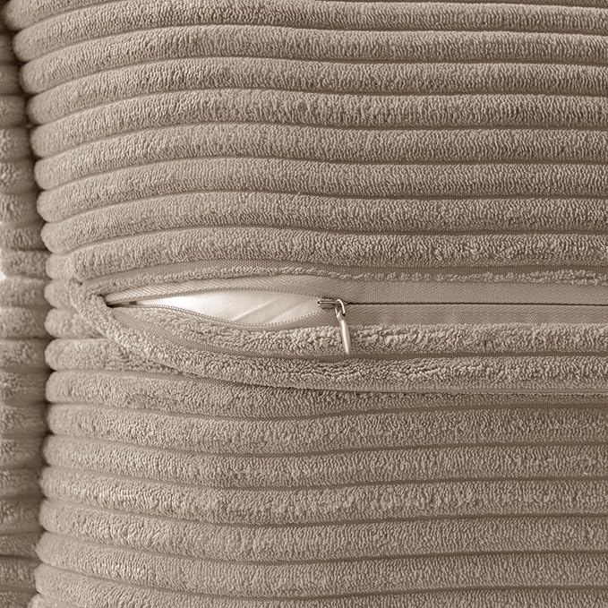 MIULEE Decorative Lumbar Throw Pillow Covers for Couch Bed Livingroom 12x20 Inch Set of 2 Light Brown Boho Accent Throw Pllows Broadside Striped Patchwork Soft Corduroy Pillowcases