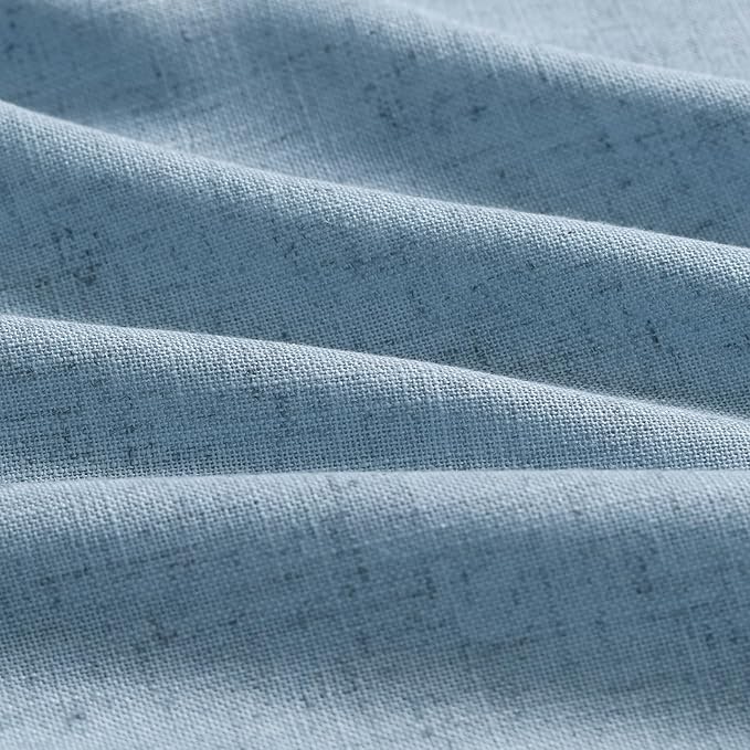 Nanspring Blue Semi Sheer Linen Curtains 90 inch Length for Living Room Back Tab Rod Pocket Modern Farmhouse Coastal Decor Dusty Blue Cotton Textured Gauze Curtains for Dining Room Office 52x90