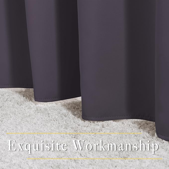 NICETOWN Greyish Purple Blackout Draperies Curtains - Pair of Grommet Top Thermal Insulated Blackout Decorative Curtains for Large Window Decor(52 inches Wide by 95 inches Long)