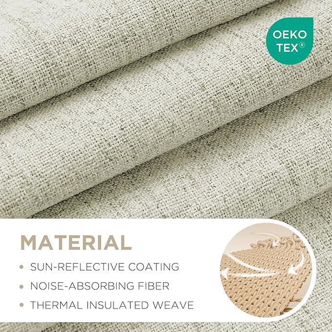 Joydeco Blackout Curtains for Bedroom - 100% Light Blocking 2 Panels Light Beige Drapes 42"W x 108"L, Thermal Insulated Room Darkening Curtains, Linen Textured for Living Room, Rod Pocket & Back Tabs