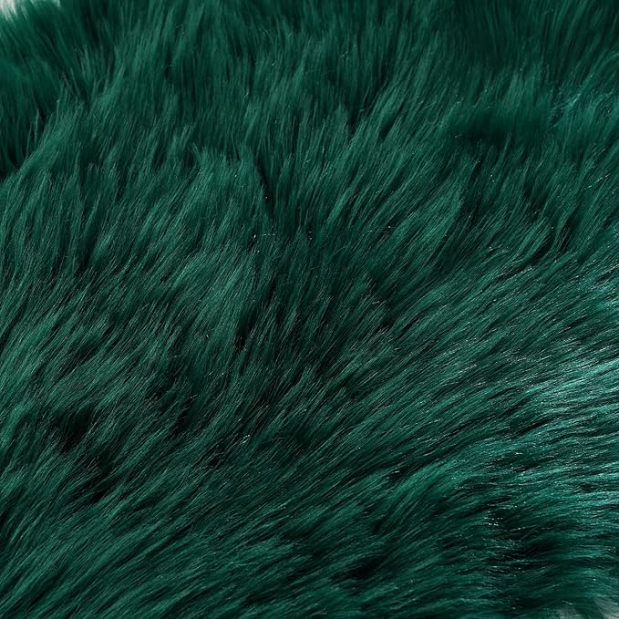 EasyJoy Ultra Soft Fluffy Shaggy Area Rug Faux Fur Rug Chair Cover Seat Pad Fuzzy Area Rug for Bedroom Floor Sofa Living Room (2 x 6 ft Sheepskin, Dark Green)