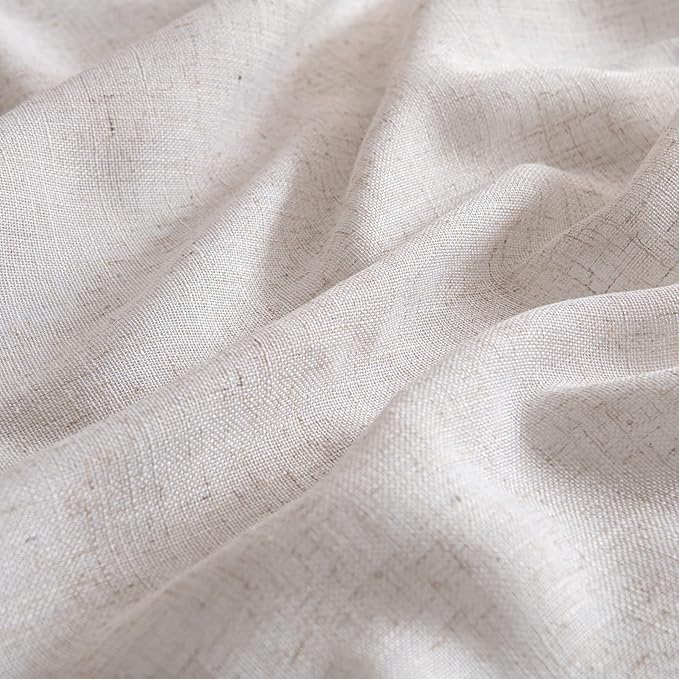 MIULEE Natural White Linen Curtains 86 Inch Long for Bedroom Living Room, Soft Thick Linen Textured Window Drapes Semi Sheer Light Filtering Rod Pocket Back Tab Neutral Farmhouse Cream Ivory 2 Panels