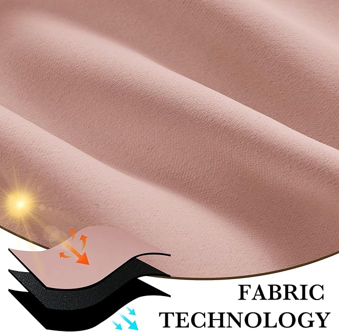 RYB HOME 100% Blackout Short Curtains for Small Window, Thermal Insulated Total Room Darkening Noise Reducing Curtains for Kitchen Bathroom Basement, 52 inches Wide by 36 inches Long, Peach Pink