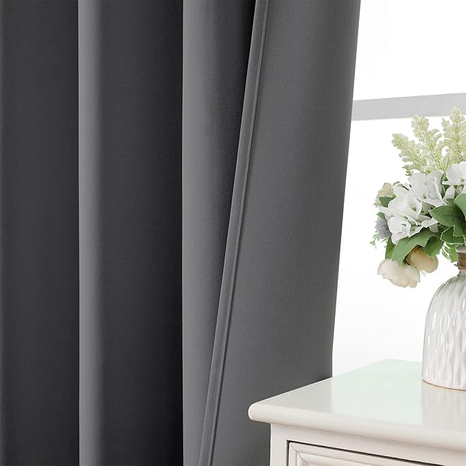 CUCRAF Light Grey Blackout Curtains 84 inch Length 2 Panels Set, Rod Pocket Room Darkening Drapes for Bedroom Living Room, Insulated Thermal Light Blocking Window Curtain (W52 x L84 Inch)