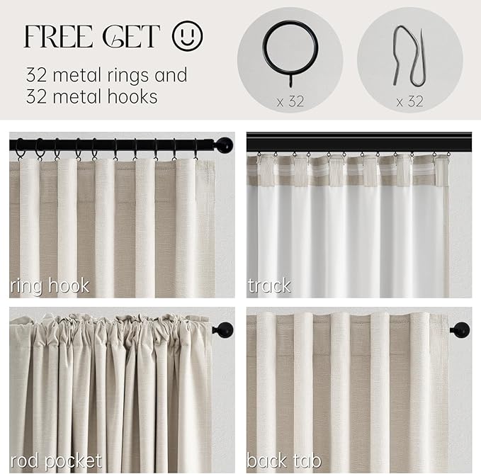 54 Inch Long Blackout Tiers Curtains for Small Window Elegant Short Curtain Drapes for Livingroom Bedroom Thermal Insulated Linen Cafe Drapes (2 Panels, 52 inches Wide by 54 inches)Cream Ivory