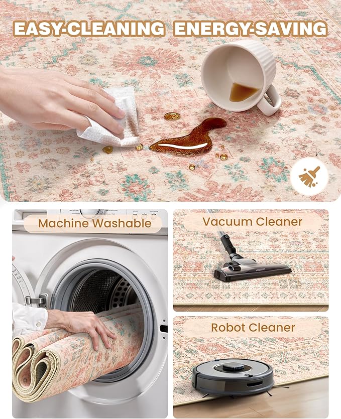 Kitchen Runner Rug Non Slip Washable 2.5x8, Soft Low Pile Entryway Rug Runners for Hallways,Carpet Runner for Living Room,Kitchen, Laundry, Bathroom(Pink,2.5'x8')