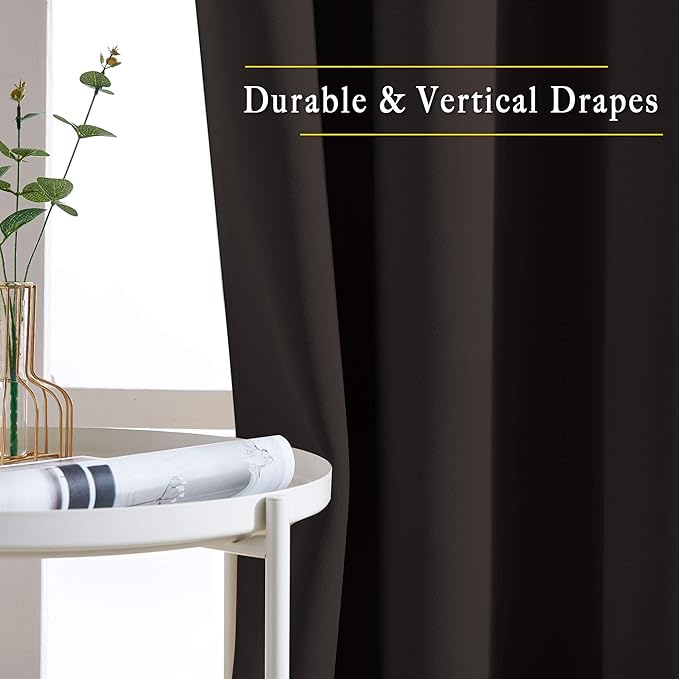 NICETOWN Blackout Draperies Curtain Panels - Thermal Insulated Solid Grommet Blackout Curtains/Panels/Drapes for Living Room(Toffee Brown, 1 Pair, 66 by 54-Inch)