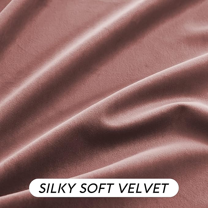 RYB HOME Wild Rose Pink Velvet Curtains 90 inches Long - Super Soft Girl Bedroom Window Decorative Drapes Thermal Insulated Room Darkening Curtains for Guest Room, 2 Panels
