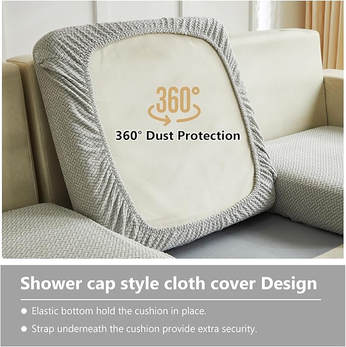 Couch Cushion Covers for Sofa Couch Covers Wear-Resistant Universal Sofa Cover Washable Stretch for Sectional Slipcovers (Texture-Light Gray,Back Cover M)