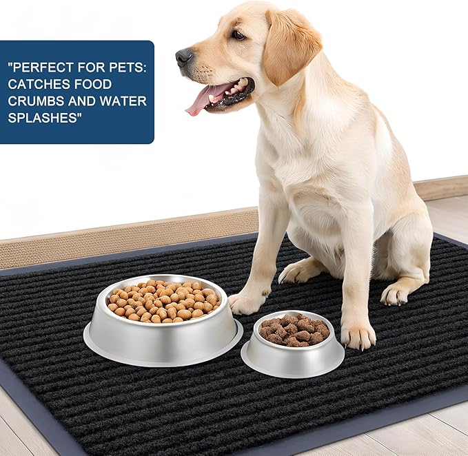 OLANLY Front Door Mat Indoor Outdoor Entrance, Waterproof Heavy Duty Doormat, Fade Resistant, Low Profile, Easy Clean Patio Porch Welcome Floor Mats for Entry, 71x30, Black