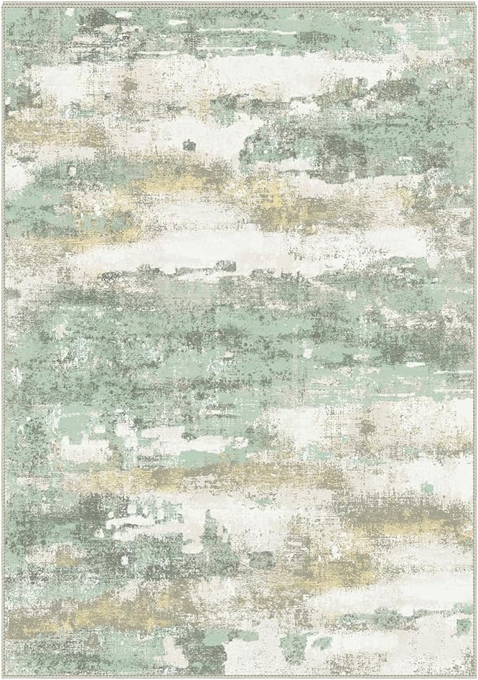 BEIMO Area Rugs 10x12 for Living Room Bedroom, Modern Abstract Machine Washable Rug, Large Soft Low Pile Floor Carpet with Non Slip Backing for Dining Room, Light Green