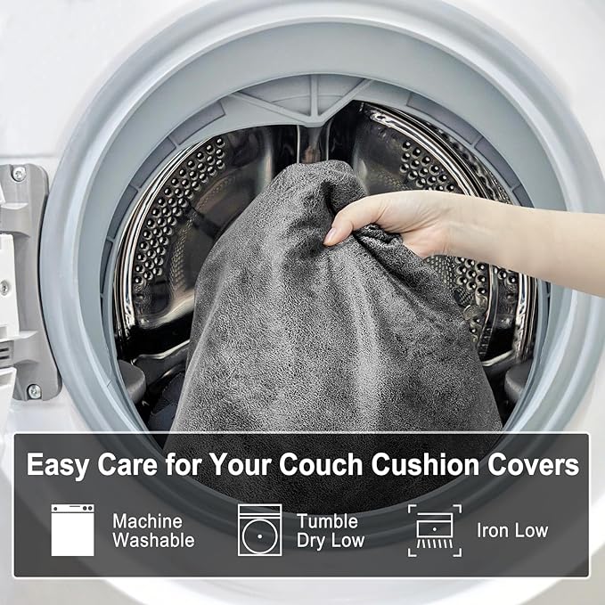 Leather Look Couch Cushion Covers Sofa Seat Slipcovers Sets Couches Furniture Protector for Sectional Armchair Loveseat Pets Kids Stretch Spandex Fabric (3 Cushion XL Sofa, Light Grey)