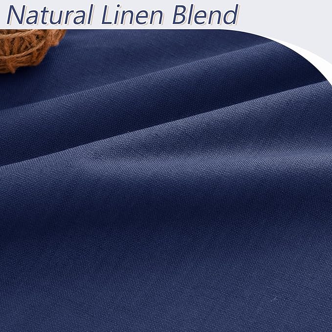 Guken 100% Blackout Curtains 100 Inch Length 2 Panels Set for Living Room Bedroom Back Tab Thermal Insulated Black Out Linen Drapes Room Darkening Window Curtains 100 Inches Long,Classic Blue