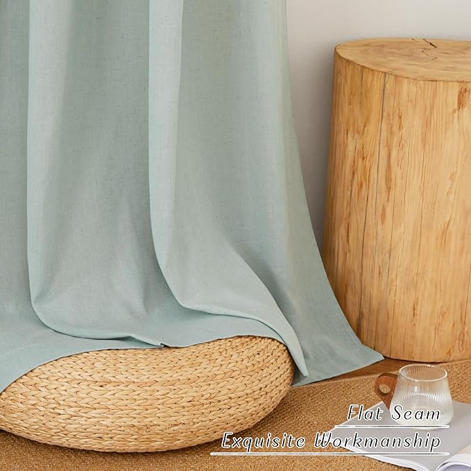 NICETOWN Linen 78 inch Curtains for Kitchen Window, Grommet Thick Flax Linen Sage Green Small Window Treatments Privacy Assured with Light Filtering for Cafe/Kids Room, W68 x L78, 2 Panels