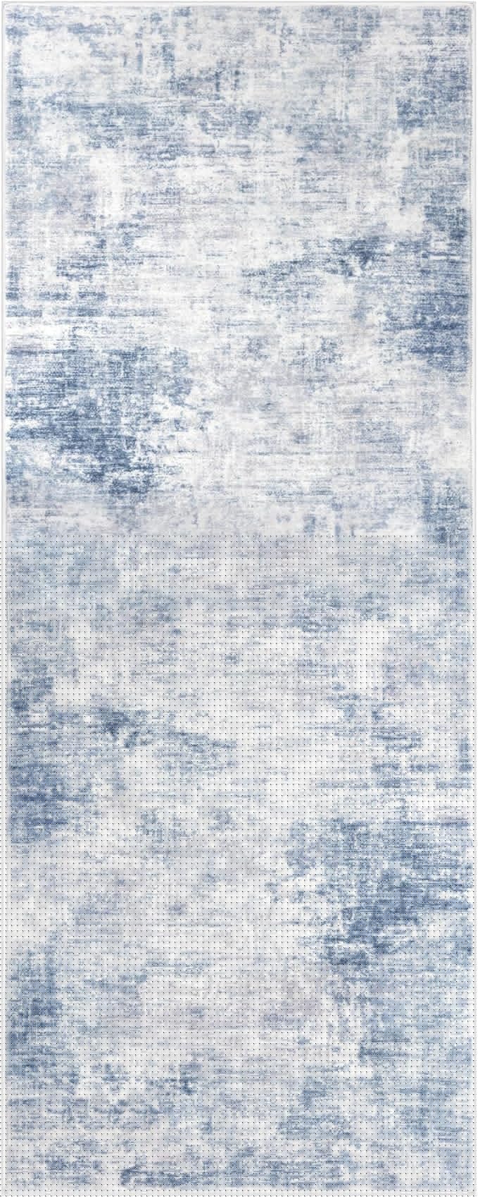 IOHOUZE Abstract Runner Rug 2x5 Ft Washable Runners for Hallways, Non Slip Kitchen Runner Printed Faux Wool Entryway Runner Indoor, Modern Floor Carpet for Hall Kitchen Bedroom, Light Blue Grey