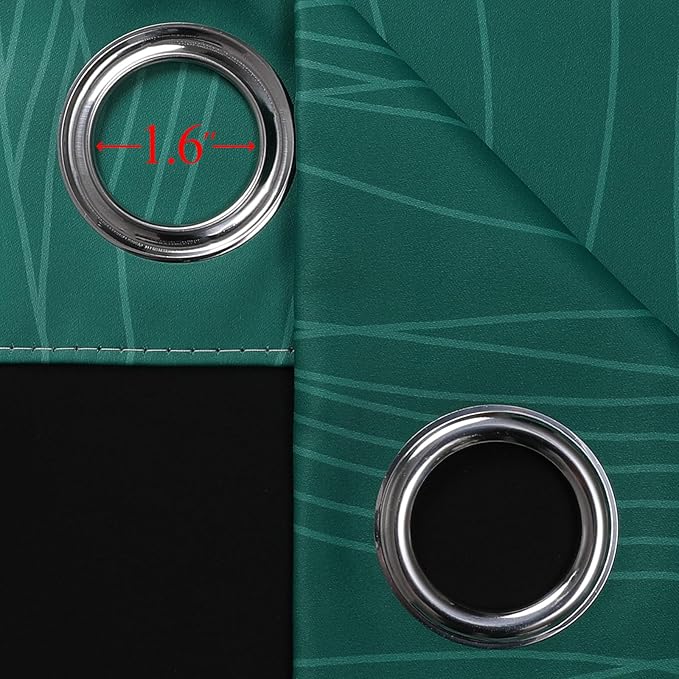 Estelar Textiler Green and Greyish White Ombre Blackout Curtains 54 Inch Length 2 Panels, Full Room Darkening Gradient Drapes for Kitchen, Thermal Insulated Grommet Short Curtains for Bedroom,42Wx54L