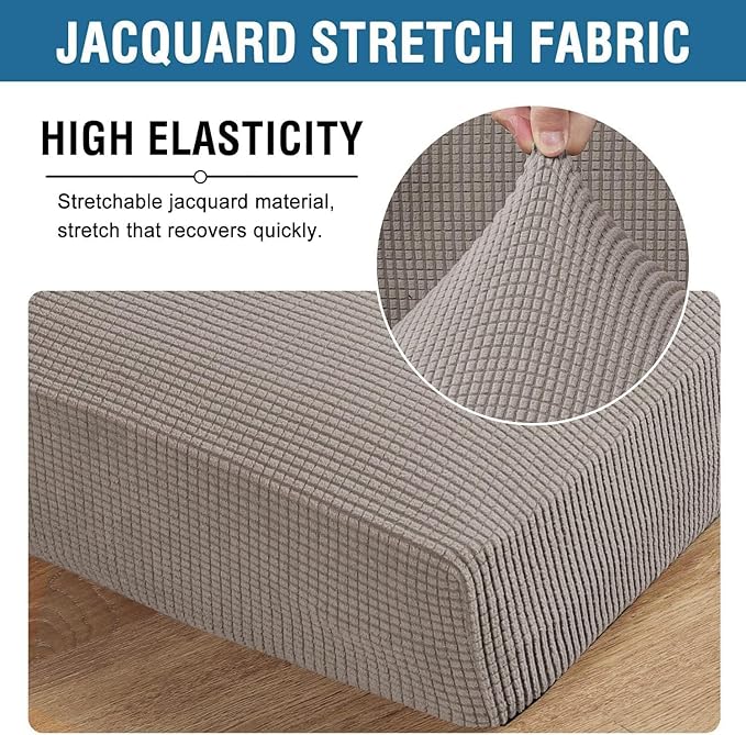 H.VERSAILTEX Super Stretch Individual Seat Cushion Covers Sofa Covers Couch Cushion Covers Slipcover Sets Thick Jacquard Textured Twill Fabric (1 Piece Sofa Cushion Cover, Taupe)