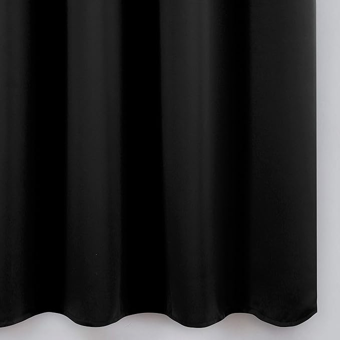 LEMOMO Black Blackout Curtains 34 x 54 Inch Length/Set of 2 Curtain Panels/Thermal Insulated Room Darkening Blackout Curtains for Bedroom