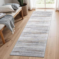 2x5 Washable Runner Rug for Family: Easy-to-Clean Runners for Hallway Entryway Bedroom - Stain and Water Resistant Rugs with Non-Slip Backing - Soft Low-Pile Carpet Beige Grey