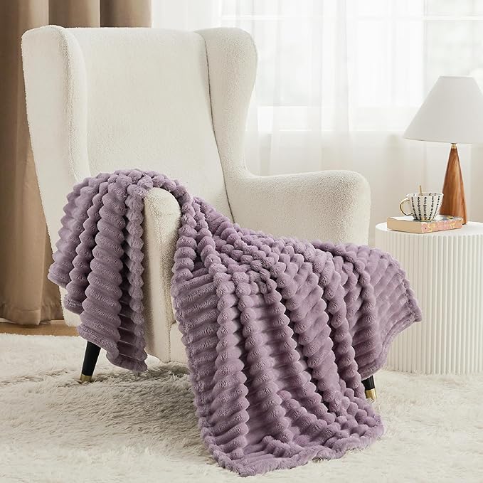 Bedsure GentleSoft Light Purple Throw Blanket for Couch - Cozy Soft Blankets for Women, Cute Small Throws for Girls, Mothers Gifts Day for Mom Women Wife, Purple Gifts Home Room Decor, 50x60 Inches