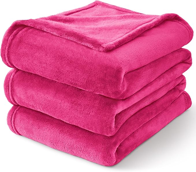 BEDELITE Fleece Blankets Queen Size Hot Pink Throw Blankets for Bed, Luxury Plush Cozy Fuzzy Blanket 90x90 inches, Super Soft Warm Lightweight Throw Blanket All Seasons Suitable