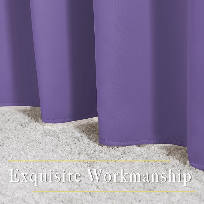 NICETOWN Lilac Purple Blackout Curtains 102 inches Long, Grommet Thermal Insulated Solid Room Darkening Window Treatments Sound Reducing for Living Room, W46 x L102, Set of 2