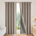 Joydeco Linen Blackout Curtains for Bedroom - 100% Light Blocking 1 Panels, Linen Drapes 100" W x 120" L, Thermal Insulated Room Darkening Curtains for Living Room, Rod Pocket & Back Tabs