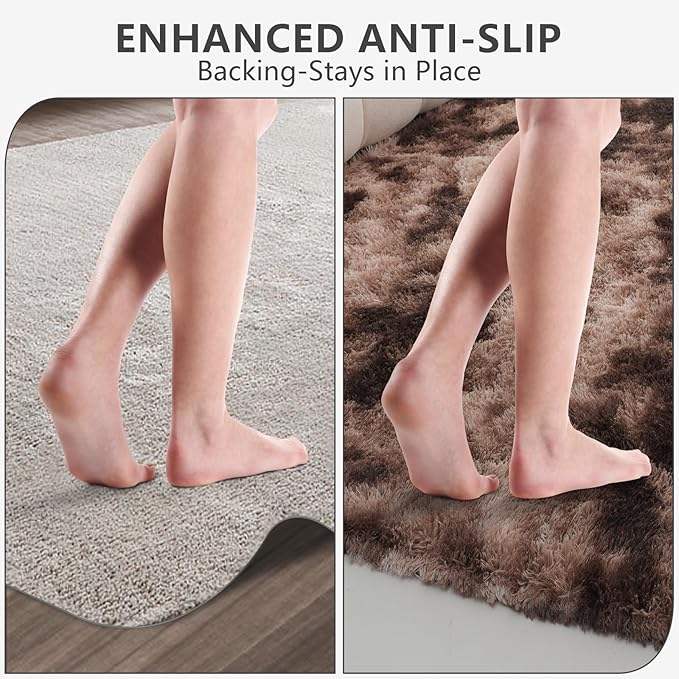 Shag Area Rugs for Bedroom Living Room,6X9Ultra Soft Fluffy Area Rugs for Dorm,Indoor Carpet Nursery Rugs for Kids Girls Room Home Decor, Mottling Brown