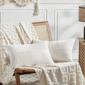 Fancy Homi 2 Packs Cream White Lumbar Decorative Throw Pillow Covers 14x22 Inch for Living Room Couch Bed Sofa, Rustic Farmhouse Boho Home Decor, Soft Striped Corduroy Rectangle Accent Cushion Case