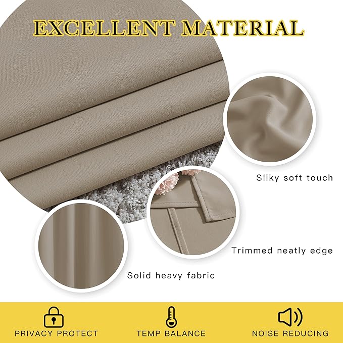 NICETOWN Doorway Curtains for Living Room 78 inches Long, Grommet Privacy Light & Sound Reducing Room Darkening Window Treatments for Living Room, 2 Panels, Taupe, W52 x L78