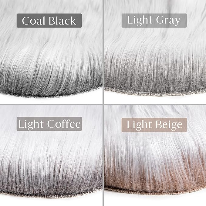 Ashler faux fur rug, Fluffy Shaggy Area Rug Ultra Soft 2 x 3 Feet Sheepskin Fur Rug, Frosted Bottom Black Fuzzy Rug Machine Washable Shag Rug, Nursery Decor Throw Rugs for Bedroom, Living Room