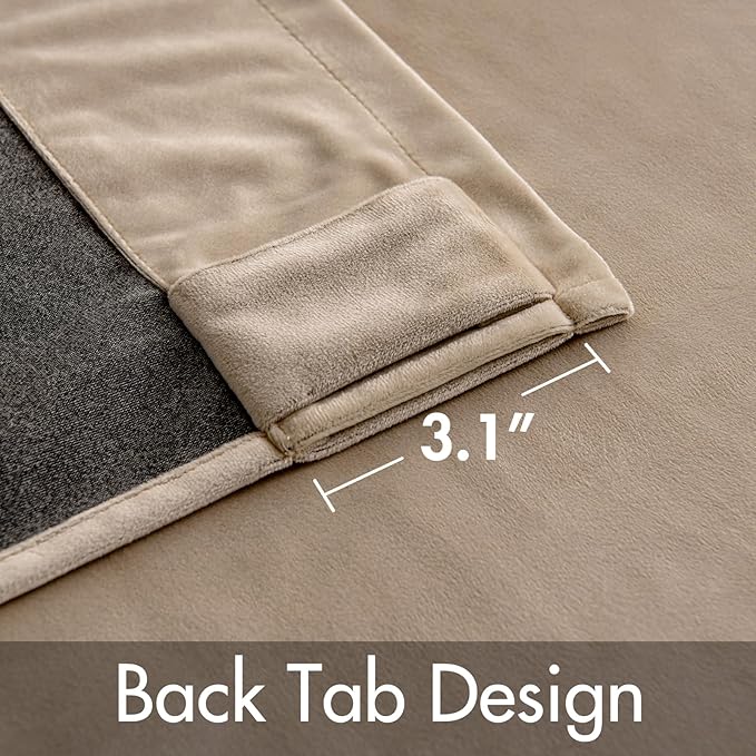 MIULEE Velvet Curtains 96 inches 2 Panels - Luxury Blackout Curtains for Bedroom Living Room Thermal Insulated Super Soft Window Drapes Rod Pocket & Back Tab, Camel Beige, W52 x L96 inches