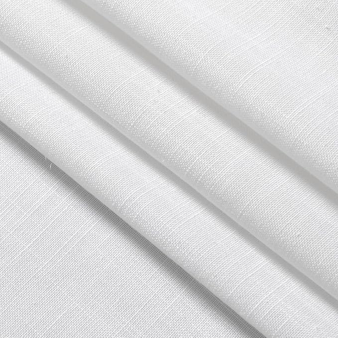 Nanspring White Linen Cafe Curtains 24 Inch Length 2 Panels Light Filtering Semi Sheer Mini Curtains for Small Window Basement Bathroom Back Tab Rod Pocket Short Sheer Kitchen Curtain 36x24 Inches