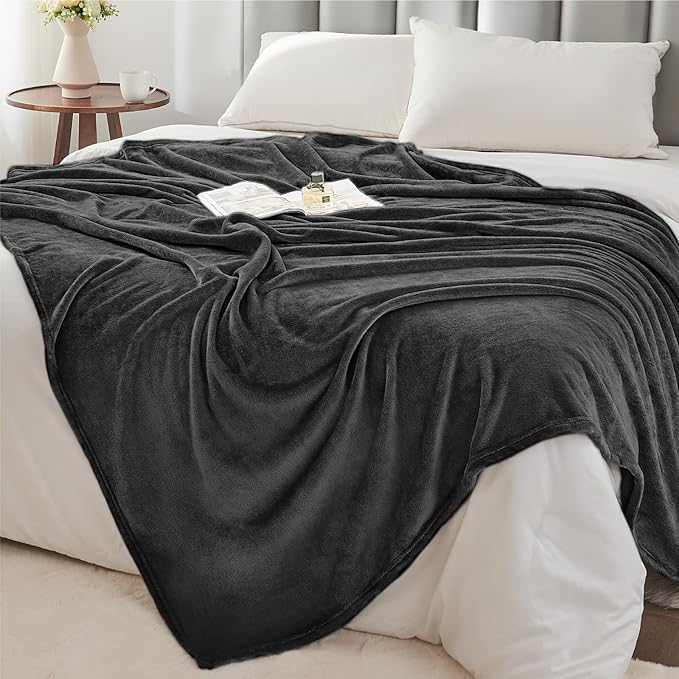 BEDELITE Fleece Blanket Charcoal Grey Throw Blankets for Couch & Bed, Luxury Plush Cozy Fuzzy 60x80 inches, Super Soft Warm Lightweight Throw for Travel Camping