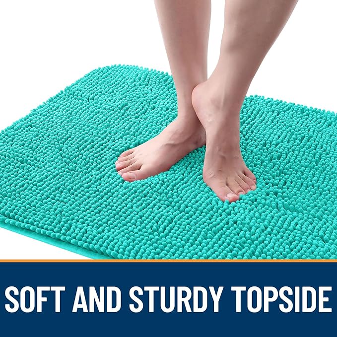 OLANLY Dog Door Mat for Muddy Paws 54x32, Absorbs Moisture and Dirt, Absorbent Non-Slip Washable Doormat, Quick Dry Chenille Mud Mat for Dogs, Entry Indoor Entryway Carpet for Inside Floor, Teal
