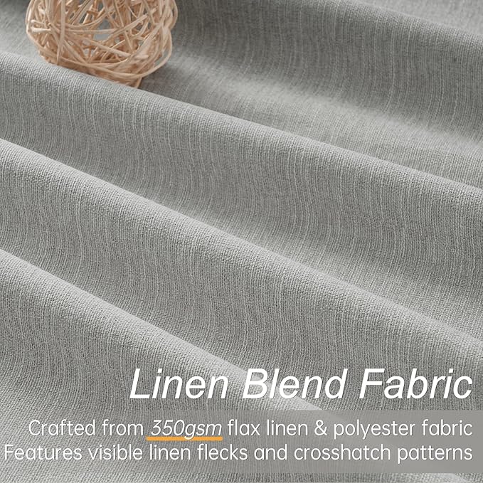 Frost Grey Blackout Linen Curtains 96 Inches Long 2 Panels for Bedroom 100% Black Out Curtains Thermal Insulated Noise Reducing Neutral Modern Living Room Darkening Window Drapes 96 inches Length